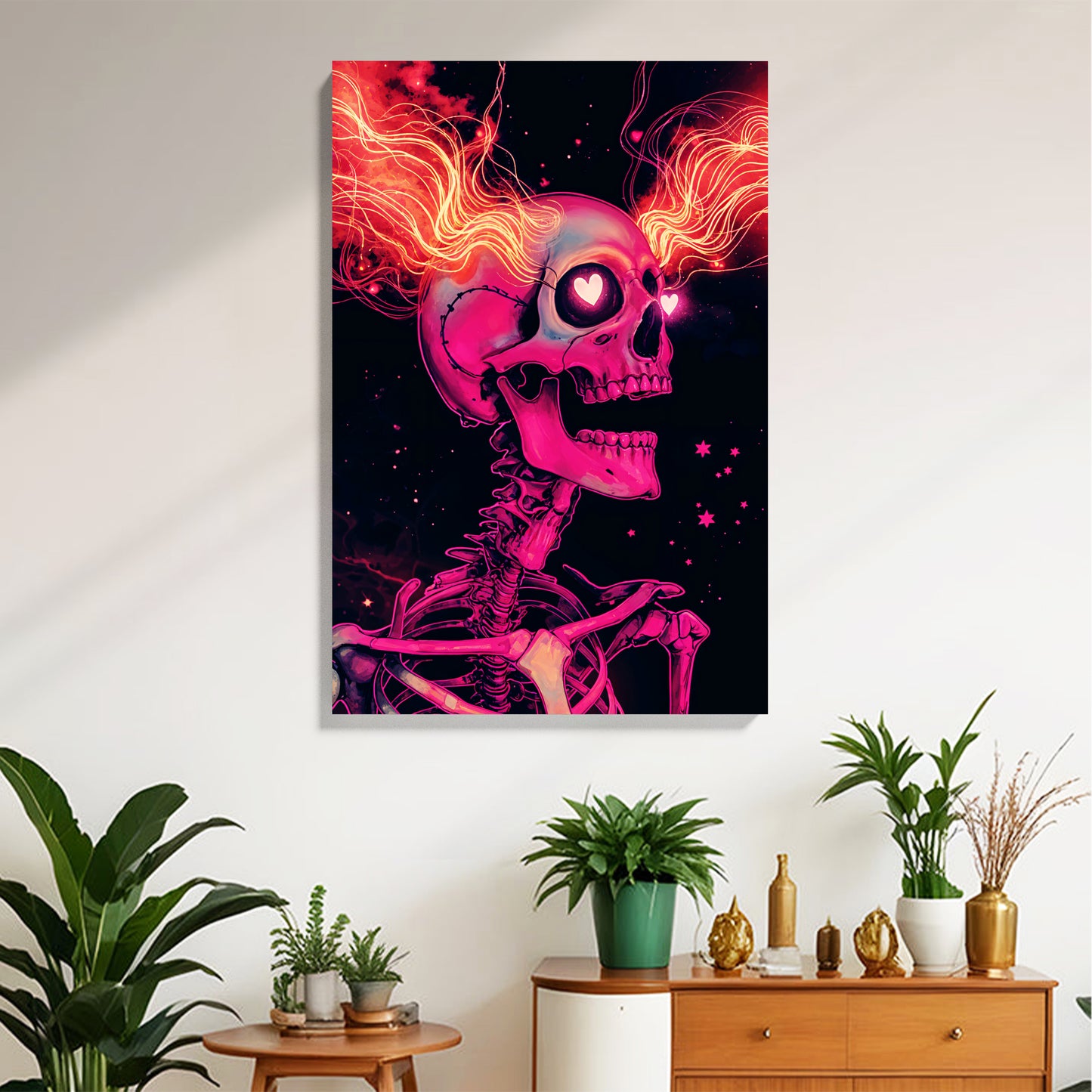 Flaming Heart Skeleton Canvas