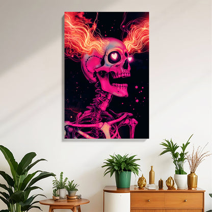 Flaming Heart Skeleton Canvas
