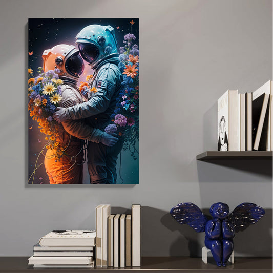 Astronaut Lovers Blossom Canvas