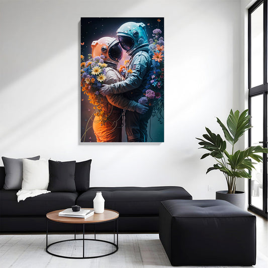 Astronaut Lovers Blossom Canvas