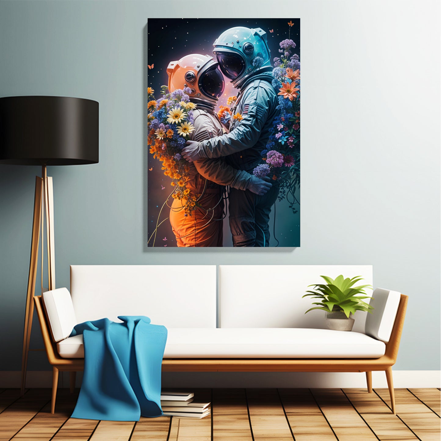 Astronaut Lovers Blossom Canvas
