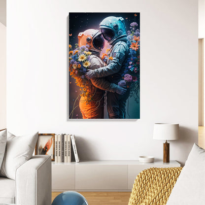 Astronaut Lovers Blossom Canvas