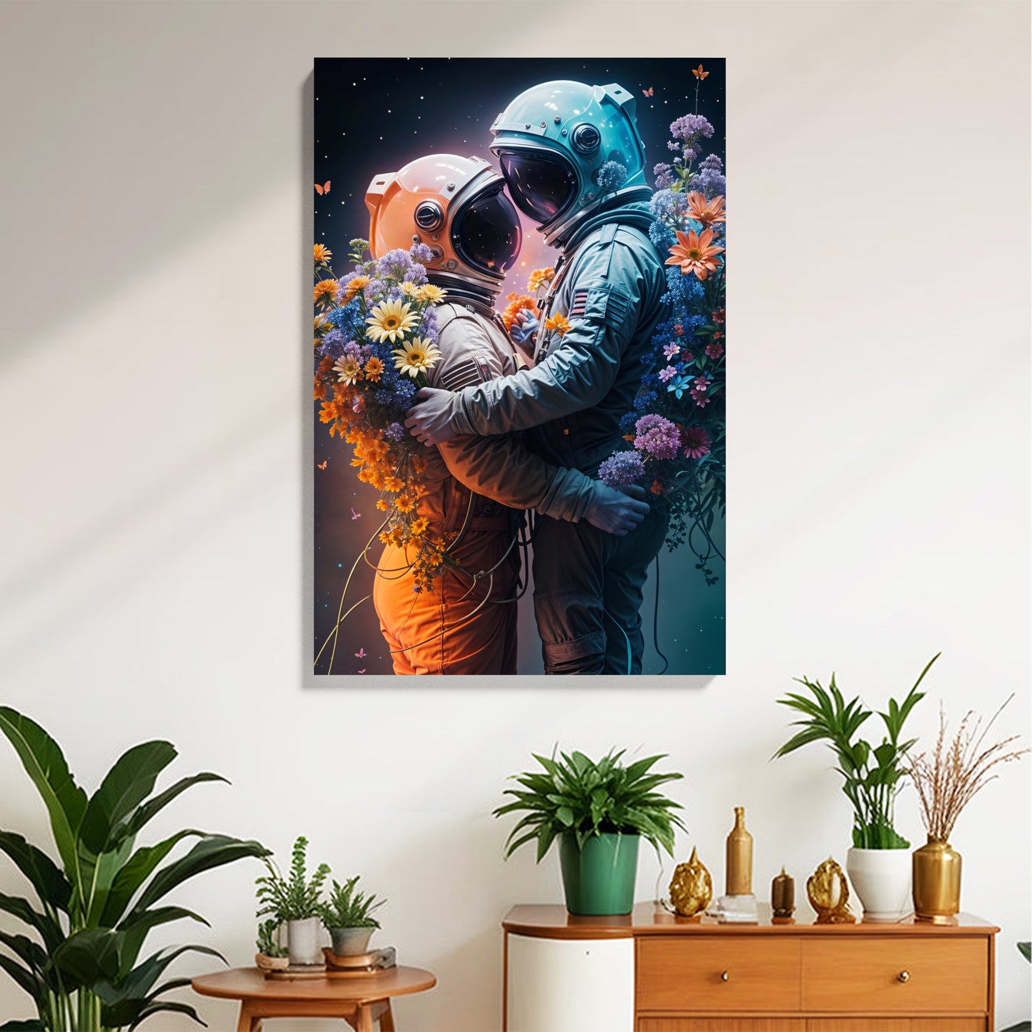 Astronaut Lovers Blossom Canvas