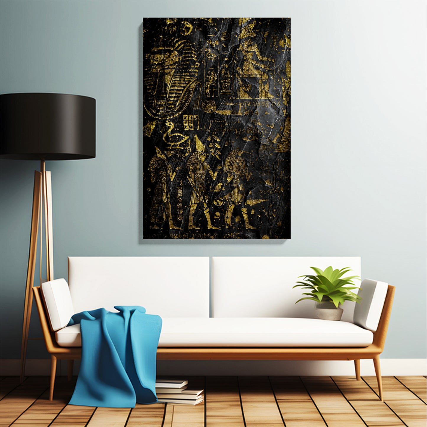 Golden Egyptian Hieroglyphs Canvas
