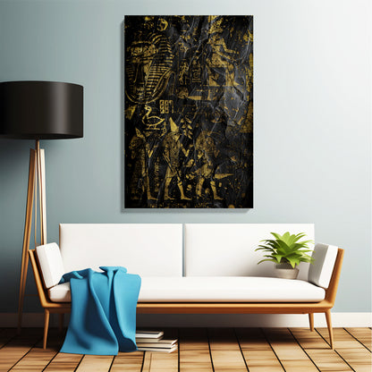 Golden Egyptian Hieroglyphs Canvas