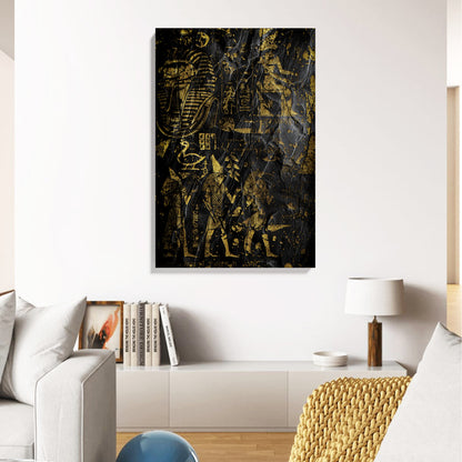 Golden Egyptian Hieroglyphs Canvas