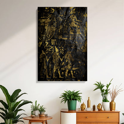 Golden Egyptian Hieroglyphs Canvas