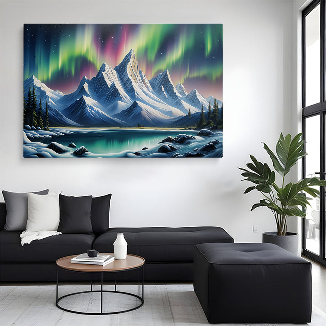 Northern Lights Peak Wall Canvas