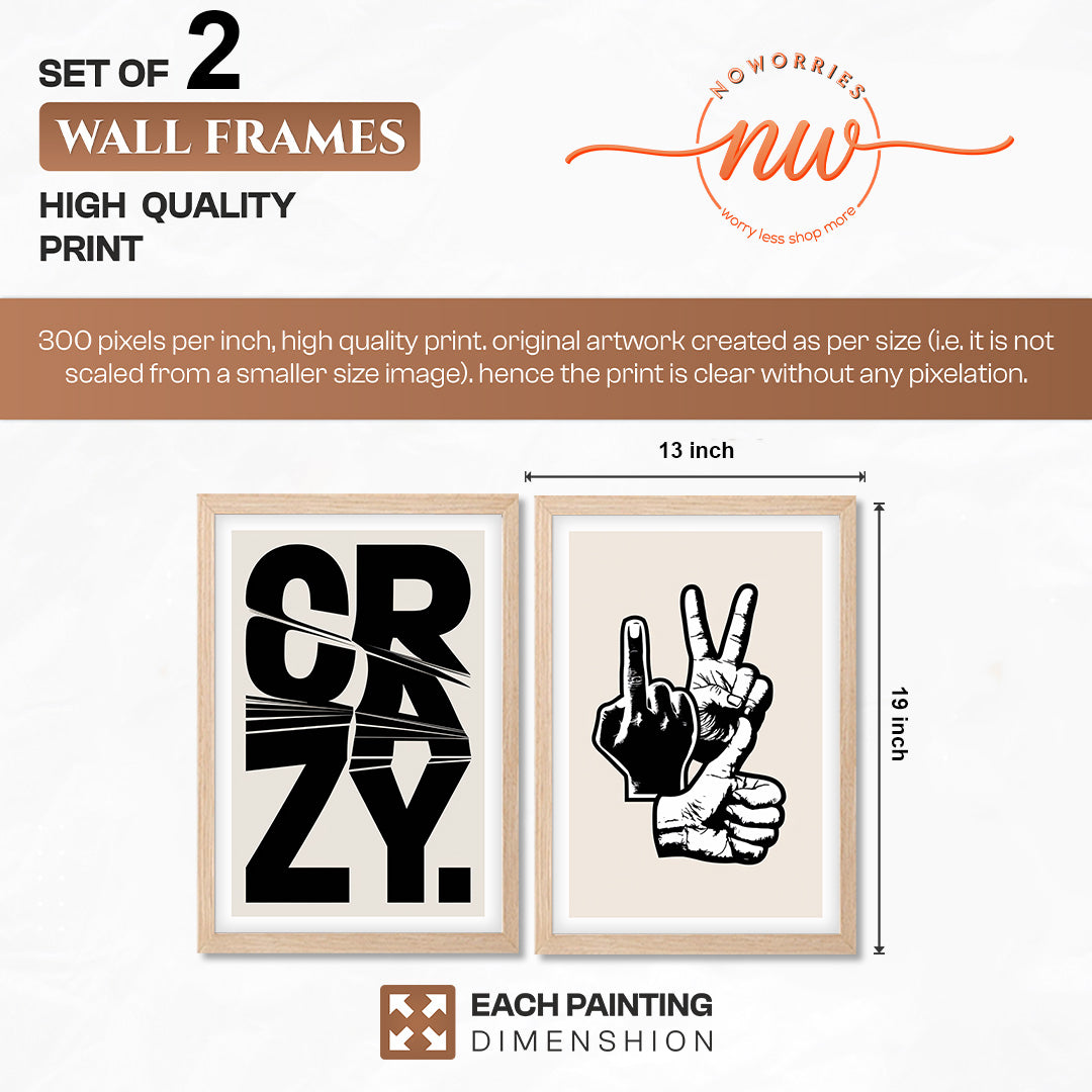 Crazy Hand Gesture Contemporary Wall Art Set of 2
