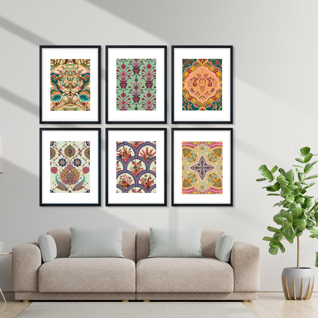 Vintage Pattern Art Wall Frame Set