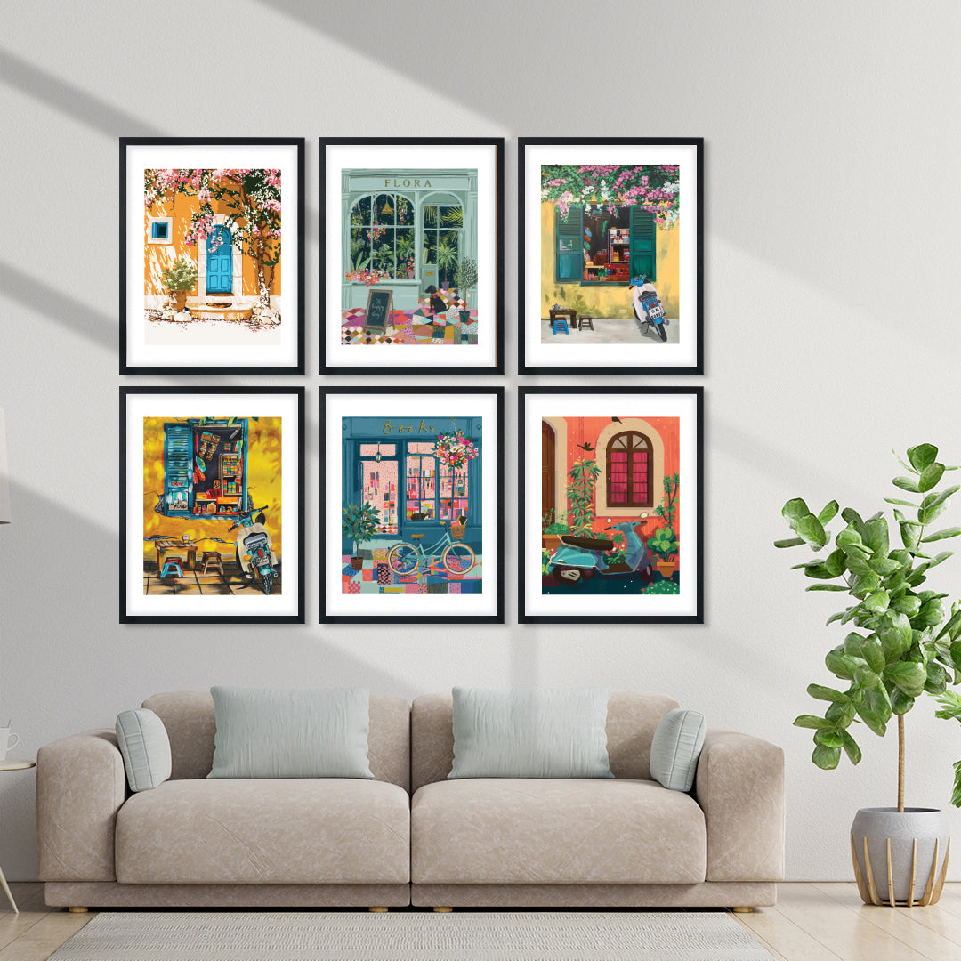 Vintage Street Scenes Wall Frame Set