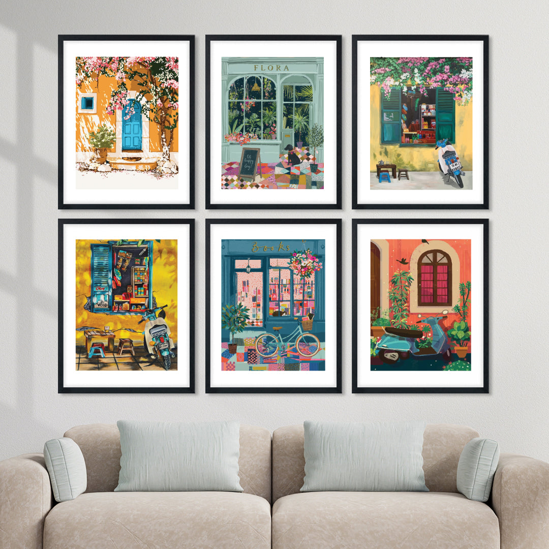 Vintage Street Scenes Wall Frame Set