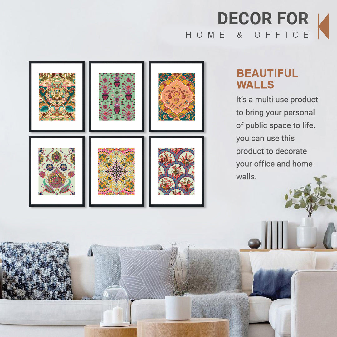 Vintage Pattern Art Wall Frame Set
