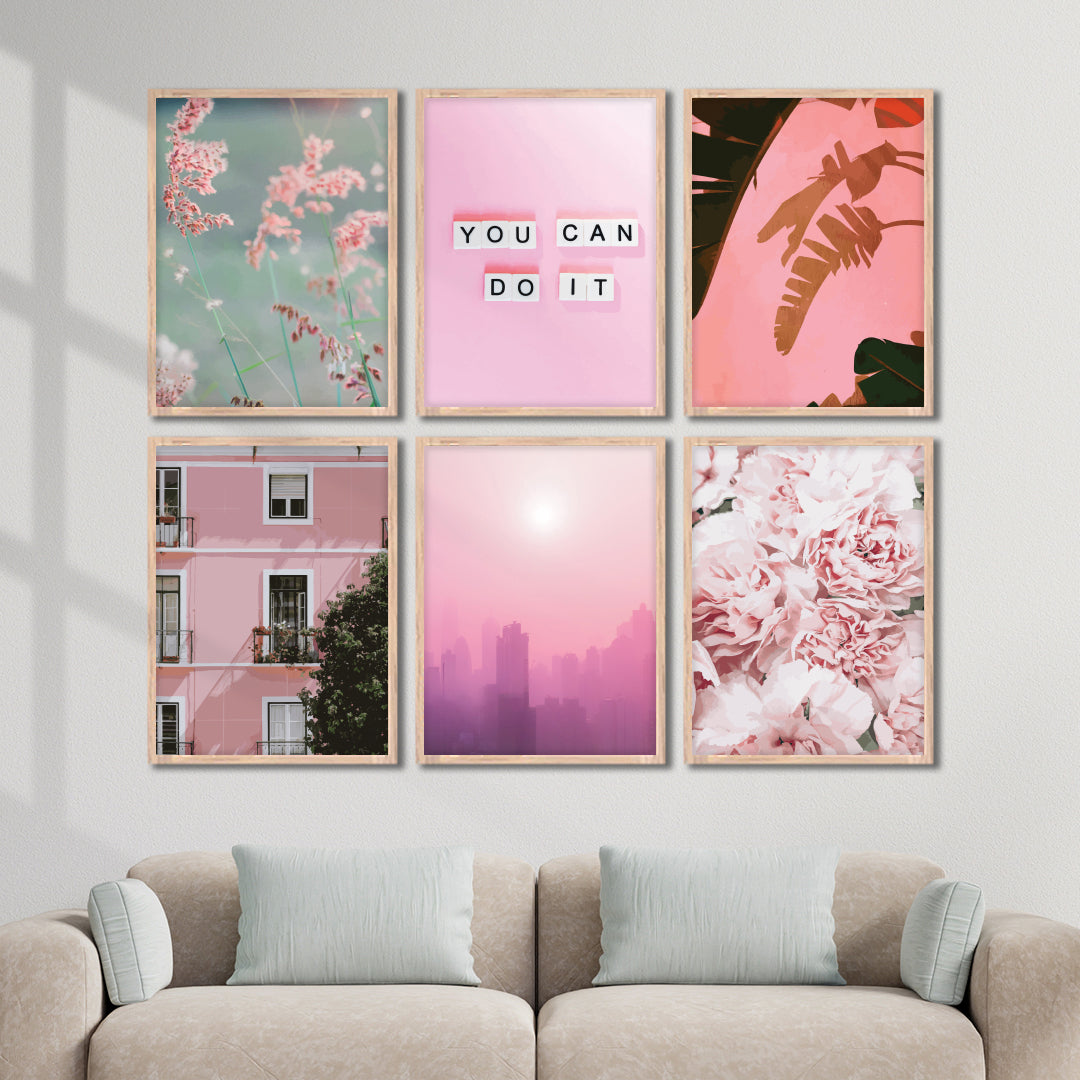 Pink Aesthetic Wall Frame Set