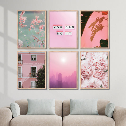 Pink Aesthetic Wall Frame Set