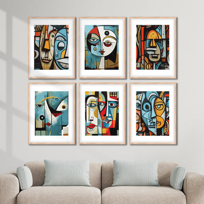 Colorful Cubist Portrait Wall Frame Set