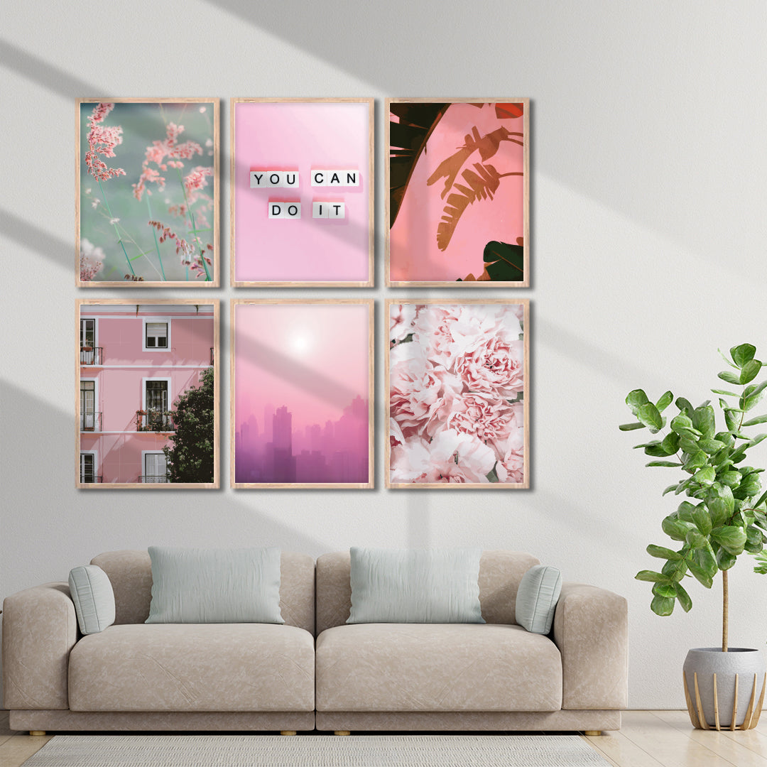Pink Aesthetic Wall Frame Set