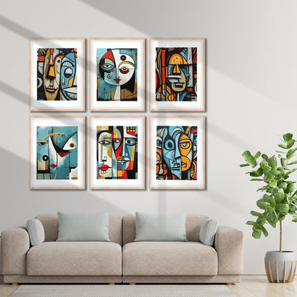Colorful Cubist Portrait Wall Frame Set