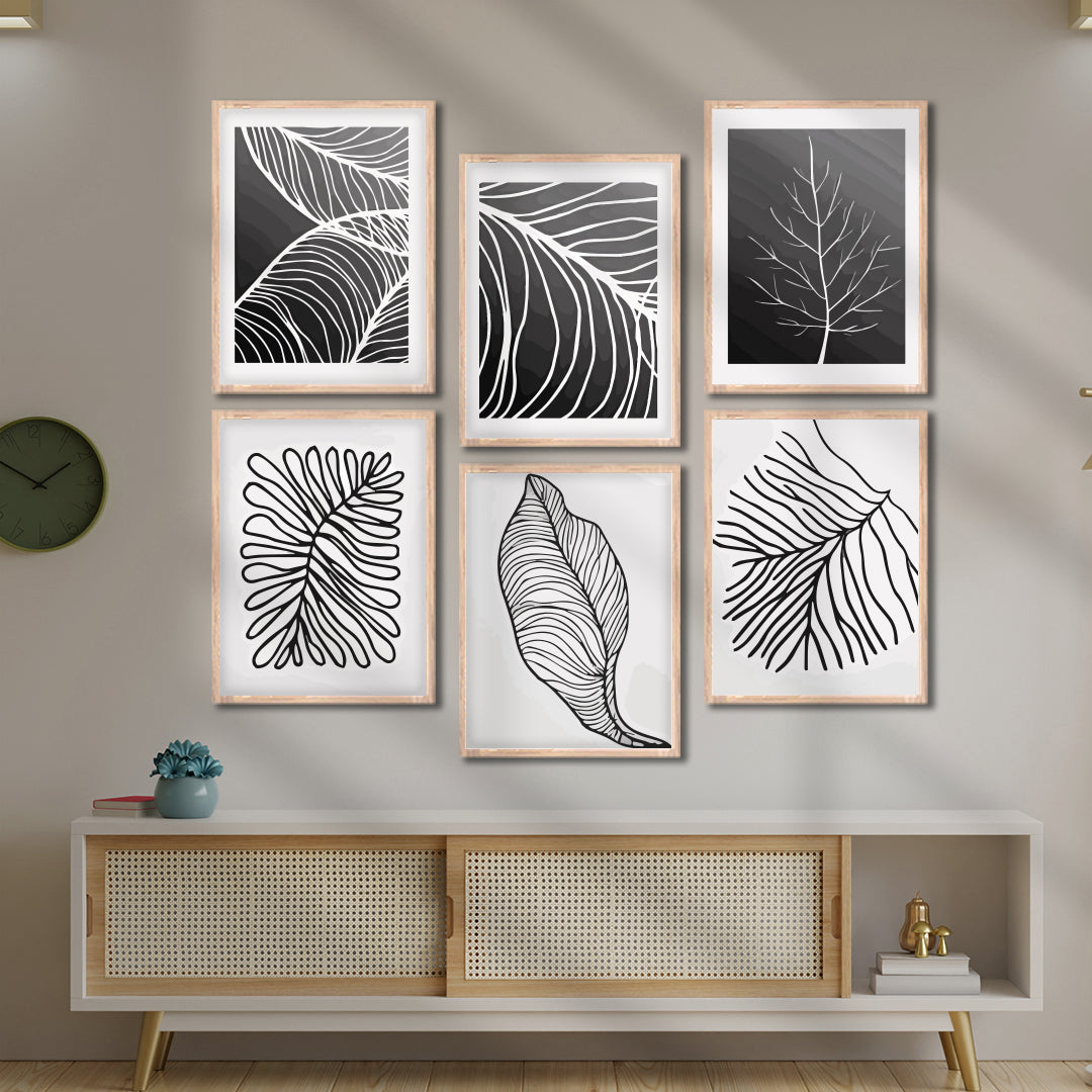 Modern Leaf Line Art Wall Frames