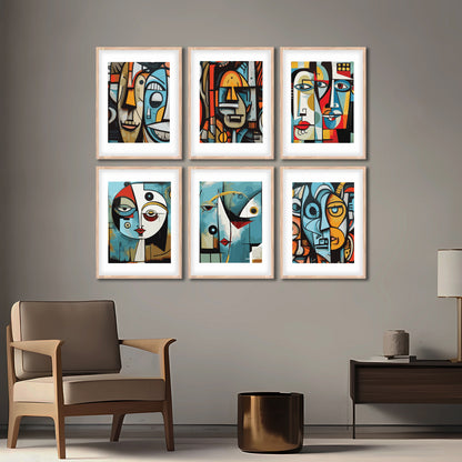 Colorful Cubist Portrait Wall Frame Set