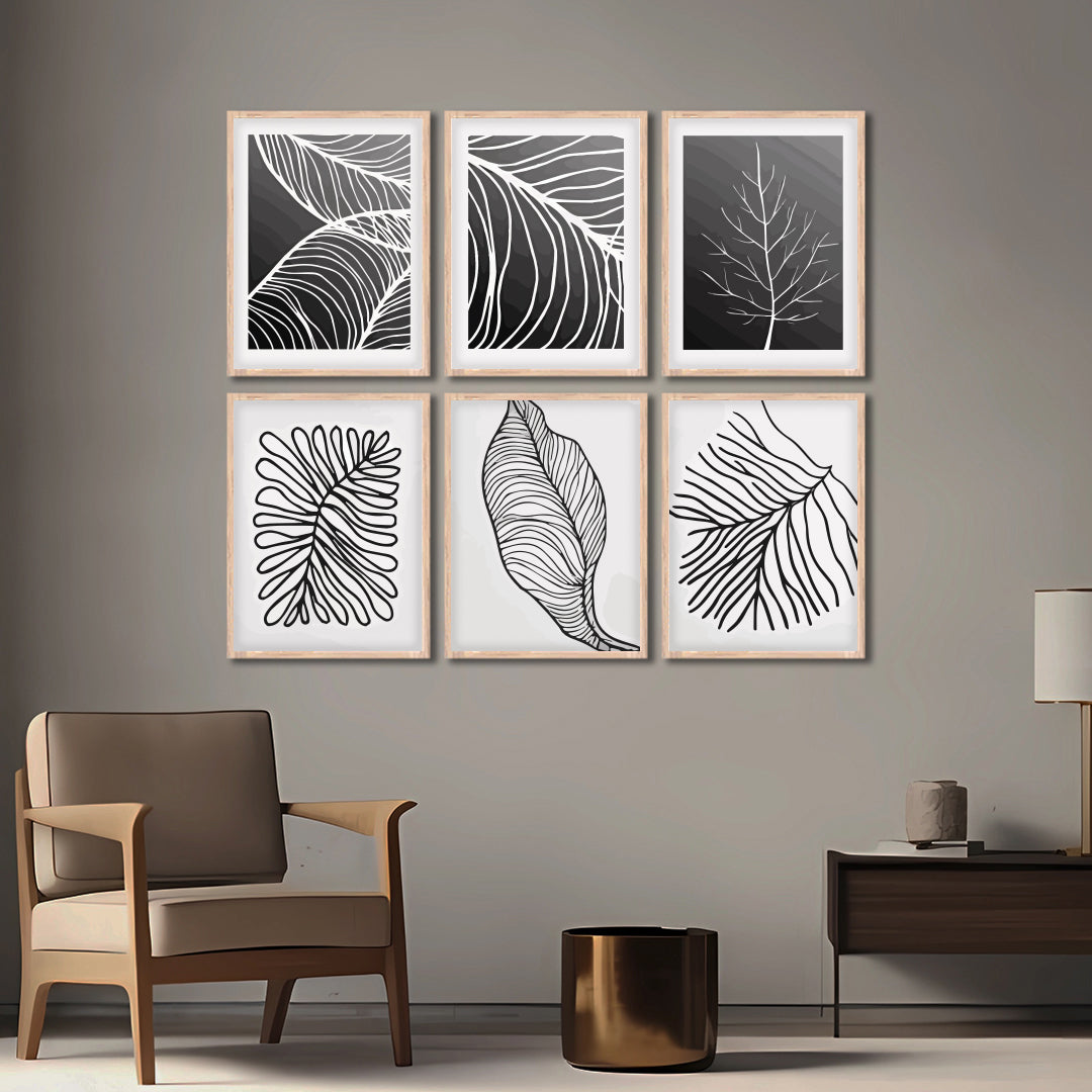 Modern Leaf Line Art Wall Frames