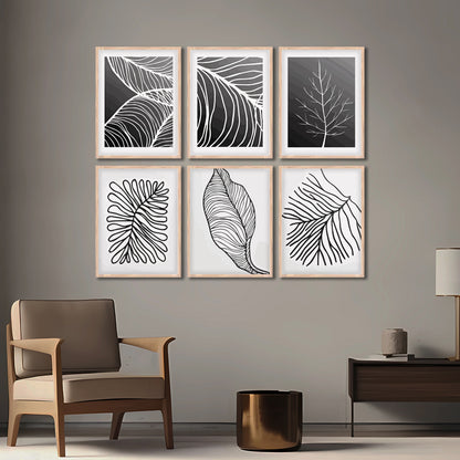 Modern Leaf Line Art Wall Frames