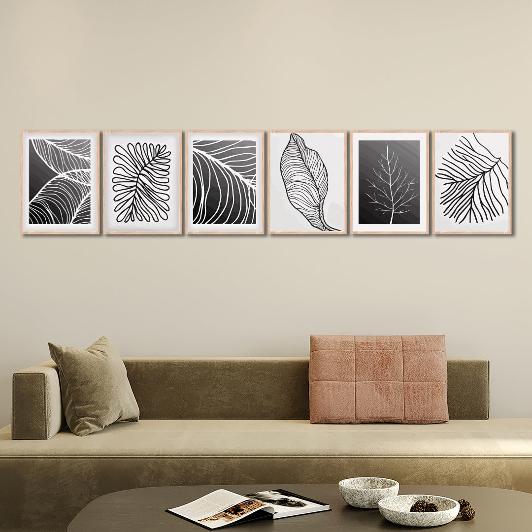 Modern Leaf Line Art Wall Frames