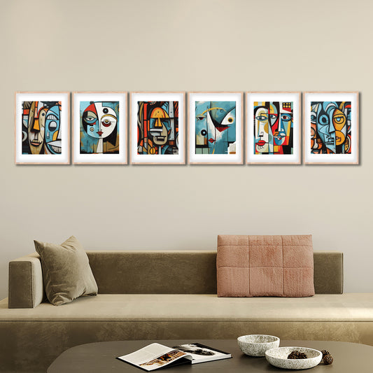 Colorful Cubist Portrait Wall Frame Set