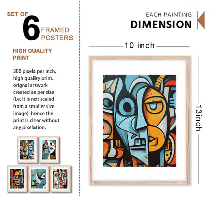 Colorful Cubist Portrait Wall Frame Set