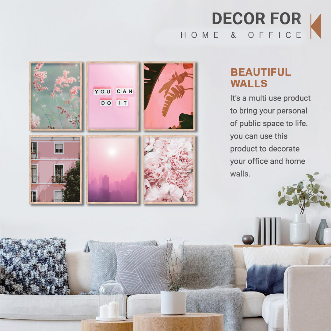 Pink Aesthetic Wall Frame Set