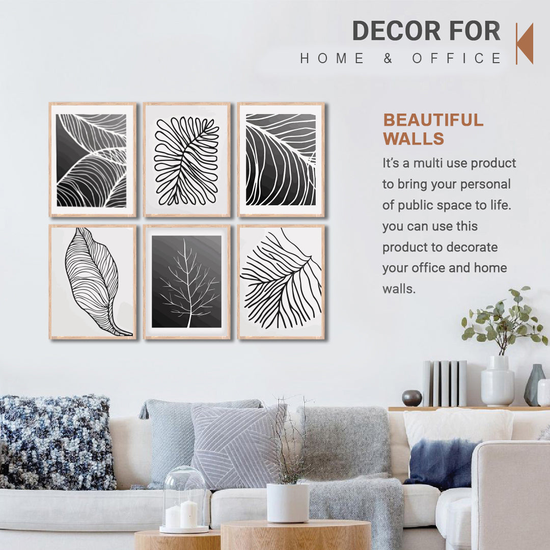Modern Leaf Line Art Wall Frames
