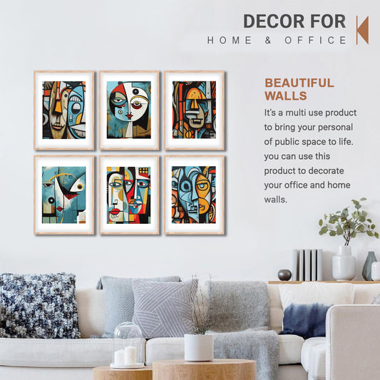 Colorful Cubist Portrait Wall Frame Set