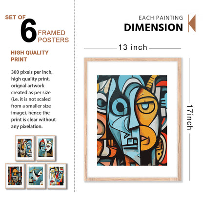 Colorful Cubist Portrait Wall Frame Set