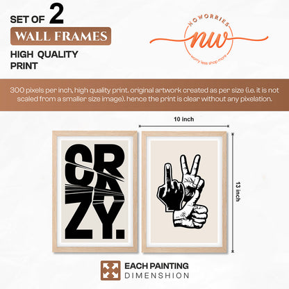 Crazy Hand Gesture Contemporary Wall Art Set of 2