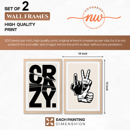 Crazy Hand Gesture Contemporary Wall Art Set of 2