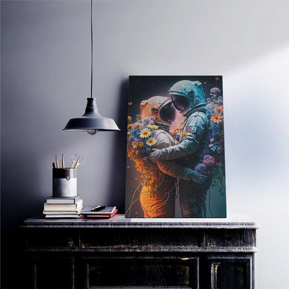 Astronaut Lovers Blossom Canvas