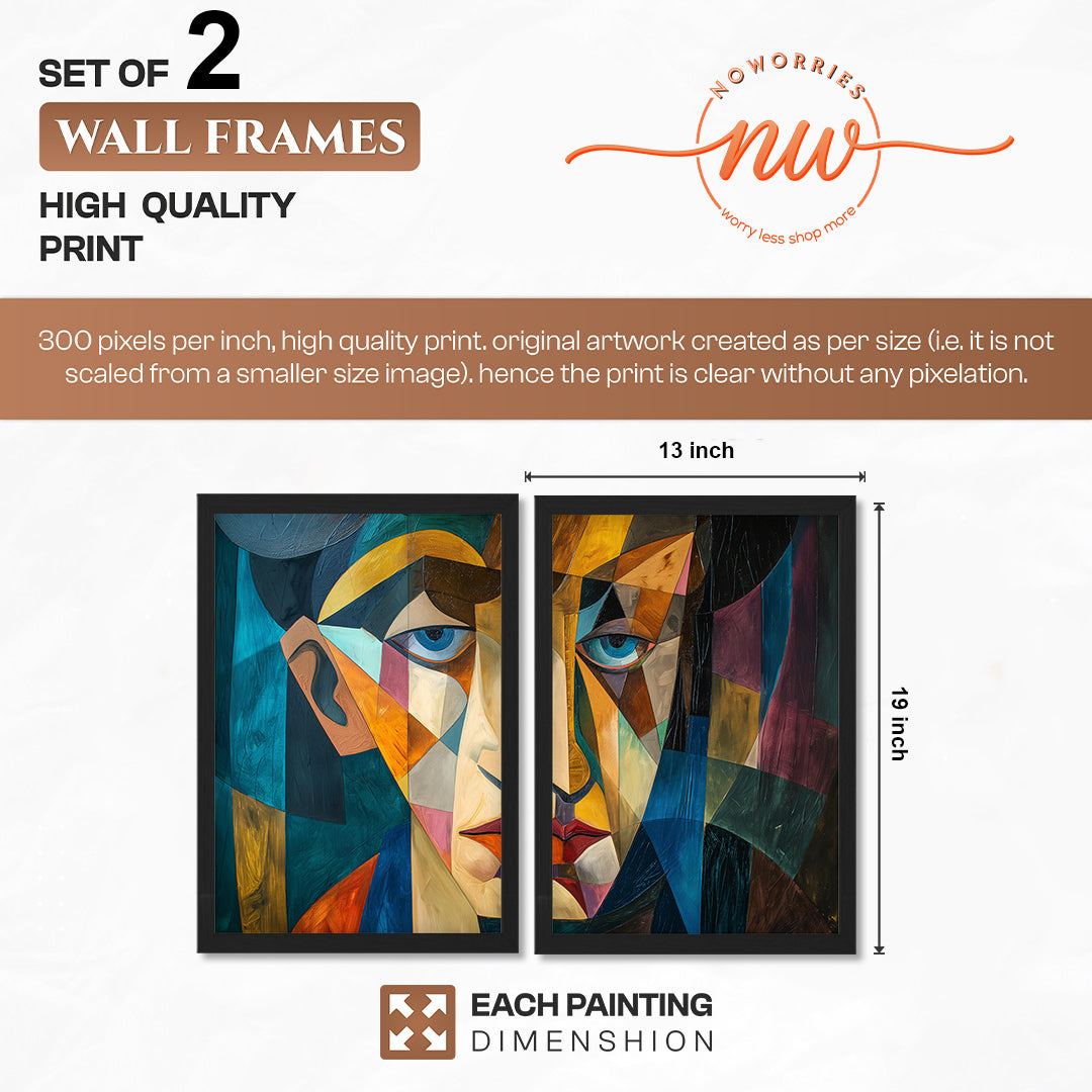 Modern Cubist Portrait Poster Set of 2