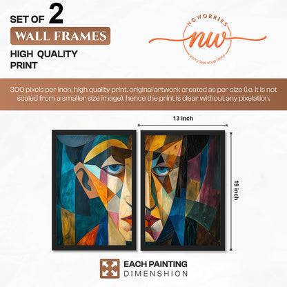 Modern Cubist Portrait Poster Set of 2