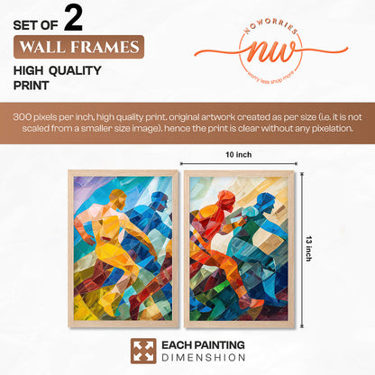 Dynamic Runner Art Poster Set of 2