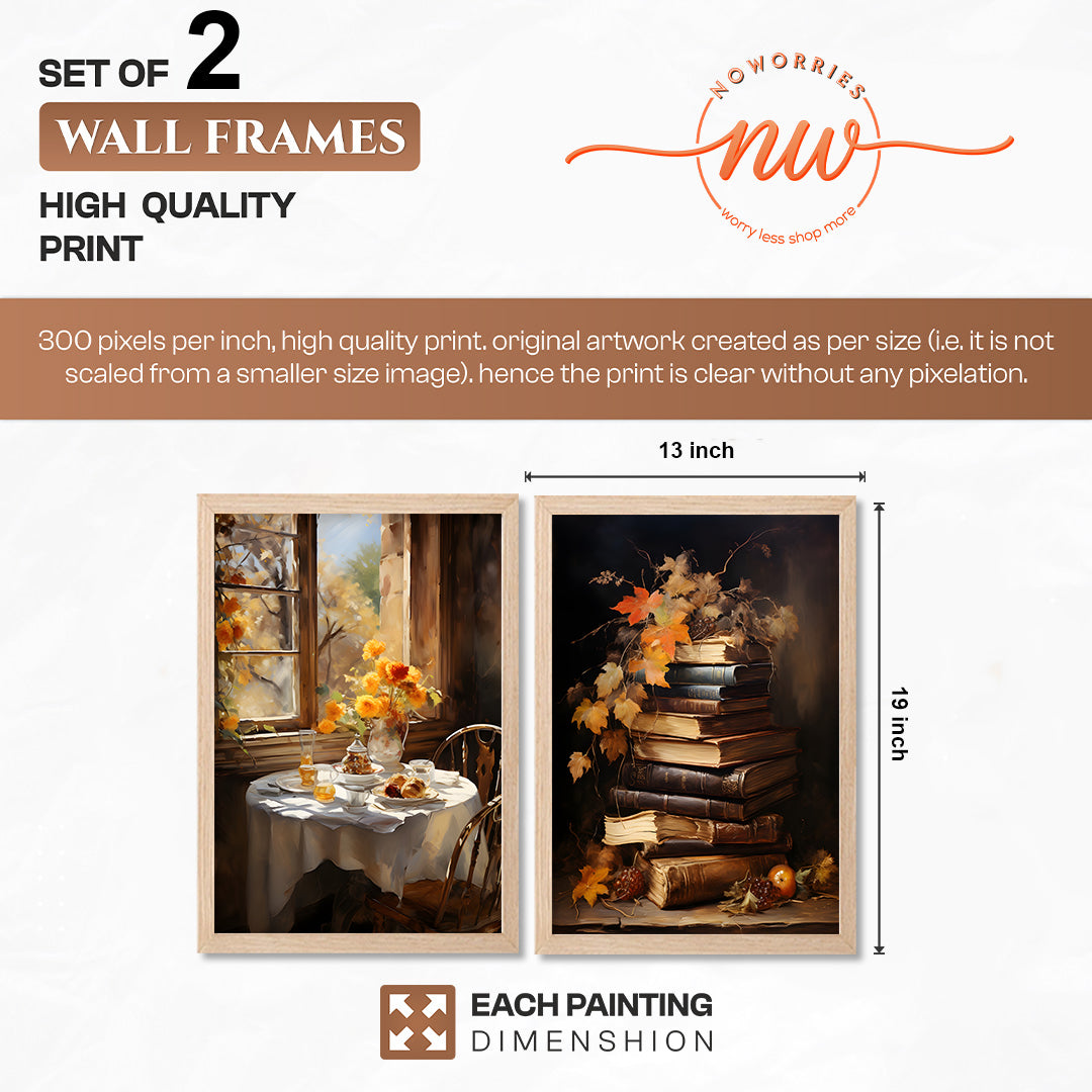 Cozy Autumn Still Life Art Set of 2