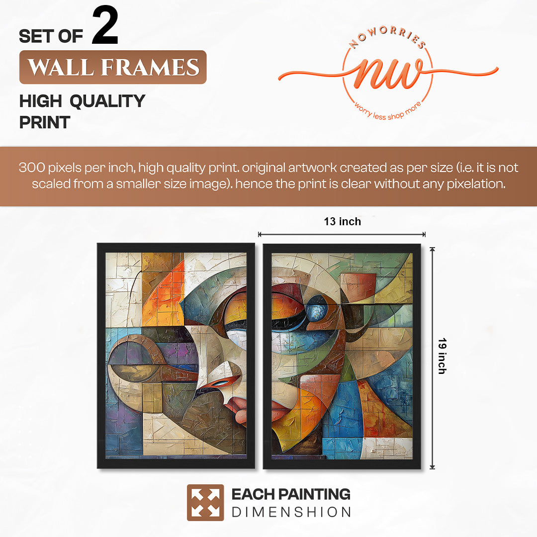Abstract Cubist Faces Wall Art Set