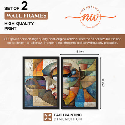 Abstract Cubist Faces Wall Art Set