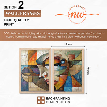 Abstract Cubist Faces Wall Art Set