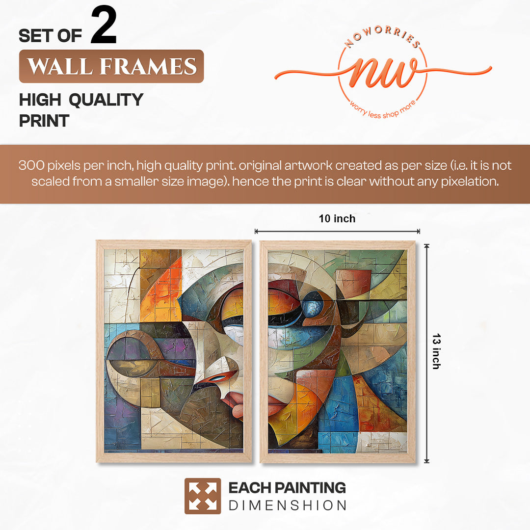 Abstract Cubist Faces Wall Art Set