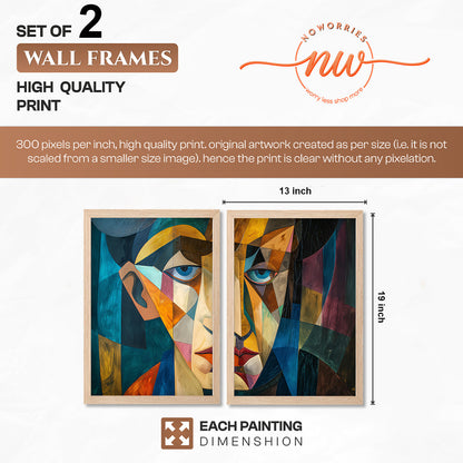 Modern Cubist Portrait Poster Set of 2