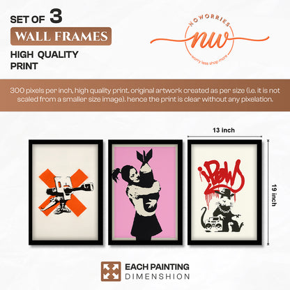 Banksy Inspired Street Art Wall Set of 3