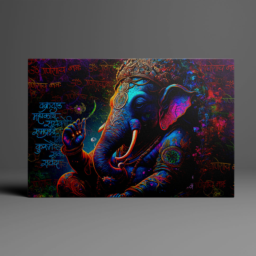 Lord Ganesh Sanskrit Mantras Wall Canvas