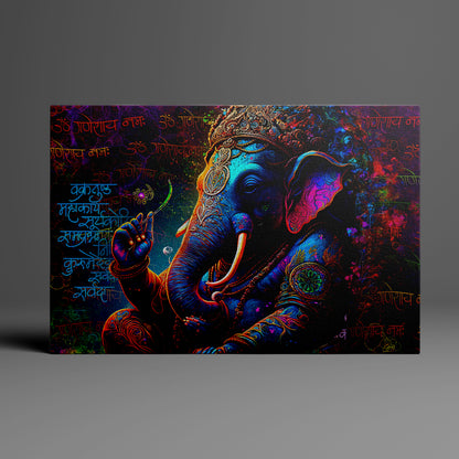 Lord Ganesh Sanskrit Mantras Wall Canvas