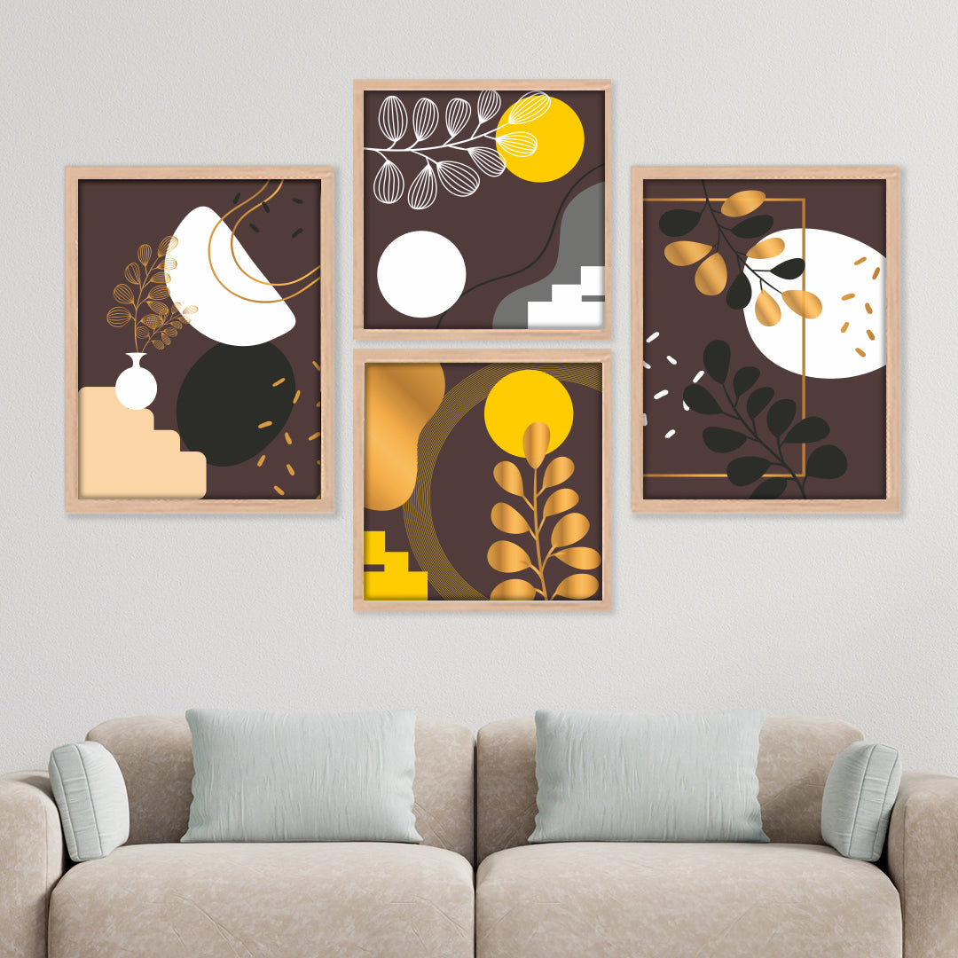 Golden Harmony Abstract Wall Art Set
