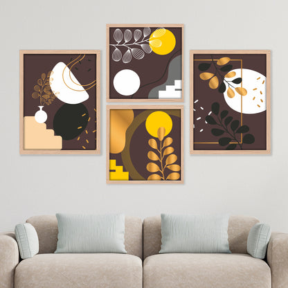 Golden Harmony Abstract Wall Art Set